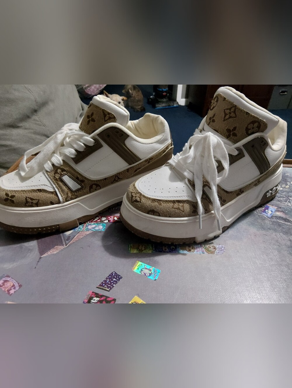 Liliana White and Brown Platform Sneakers